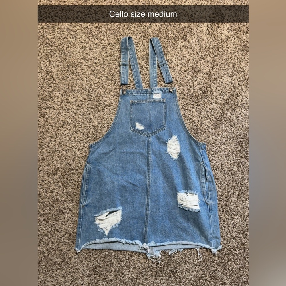 Cello Blue Distressed Overalls